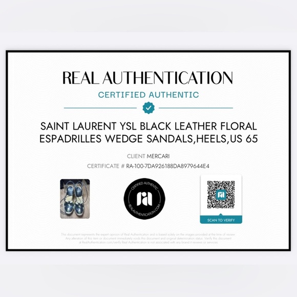 Saint Laurent YSL Black Leather Floral Espadrilles Wedge Sandals,Heels,US 6.5 - Picture 11 of 11